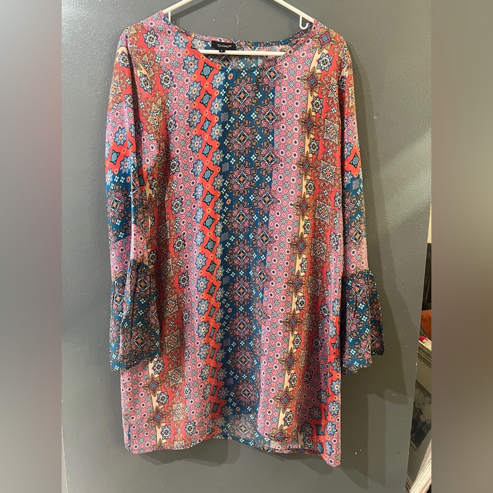 Tolani Multicolor Geometric Print Dress